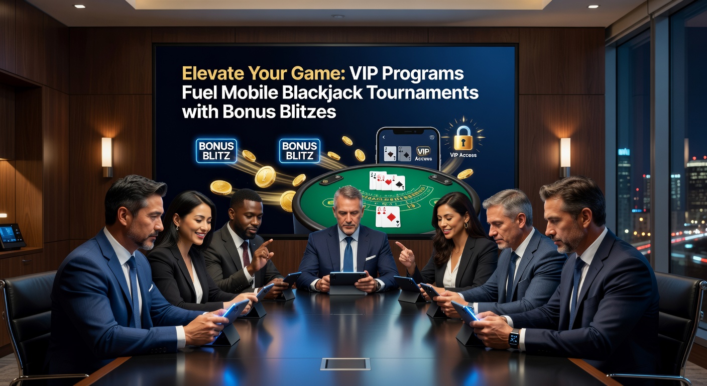 VIP speler vecht zich door een mobiel blackjack toernooi leaderboard, met exploderende bonus blitzes en trofee iconen