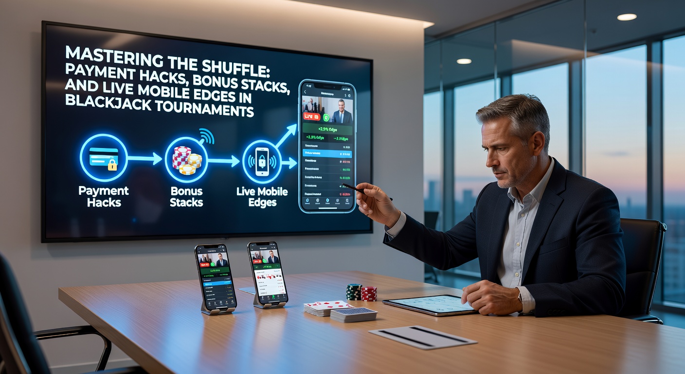Mobiele blackjack app met live dealer stream, bonus overlays en betalingsopties zichtbaar tijdens een toernooi