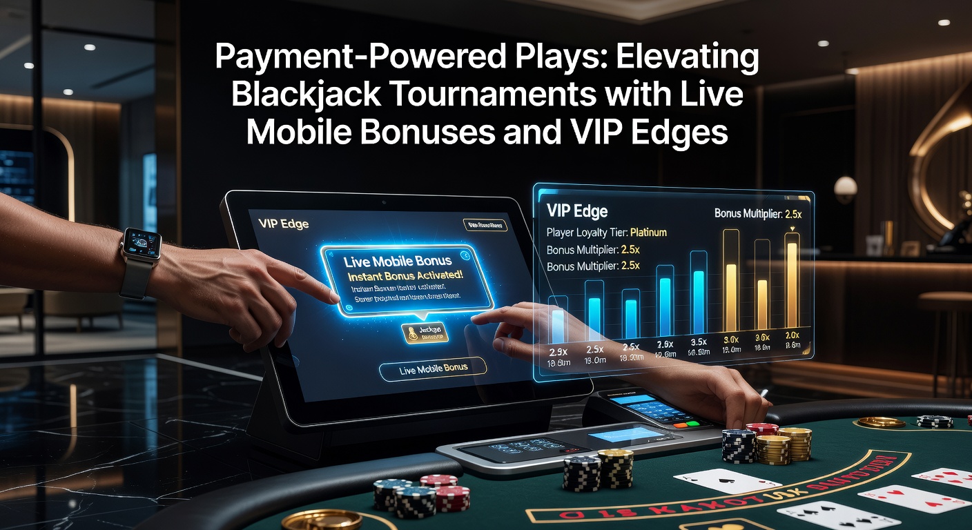 Speler aan mobiele blackjack-tafel met betalingsiconen en bonuspop-ups in een toernooi-omgeving