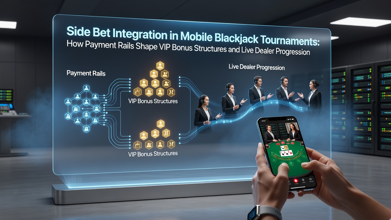 Mobiele blackjack toernooi met side bets en live dealer interface