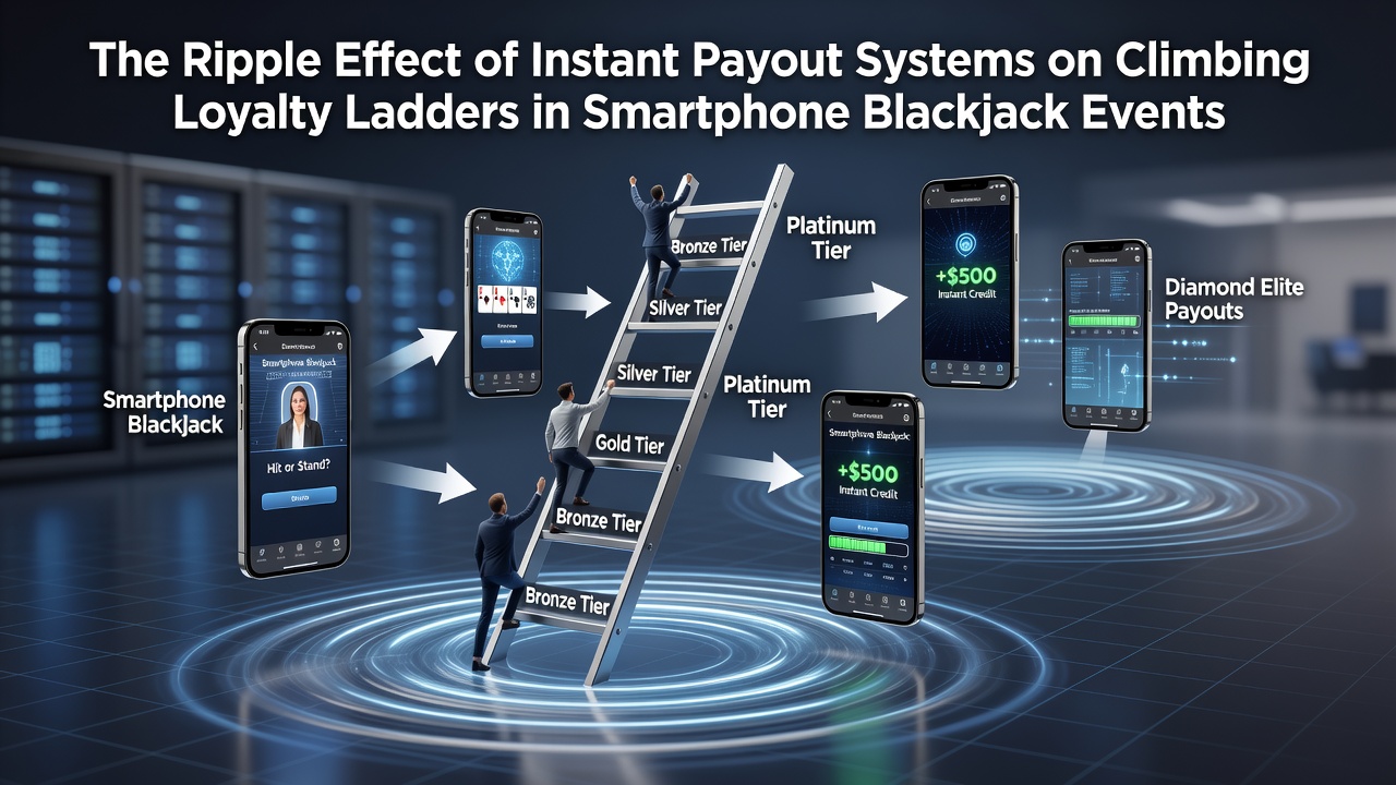 Smartphone blackjack evenement met snelle payout interface en loyaliteitsweergave